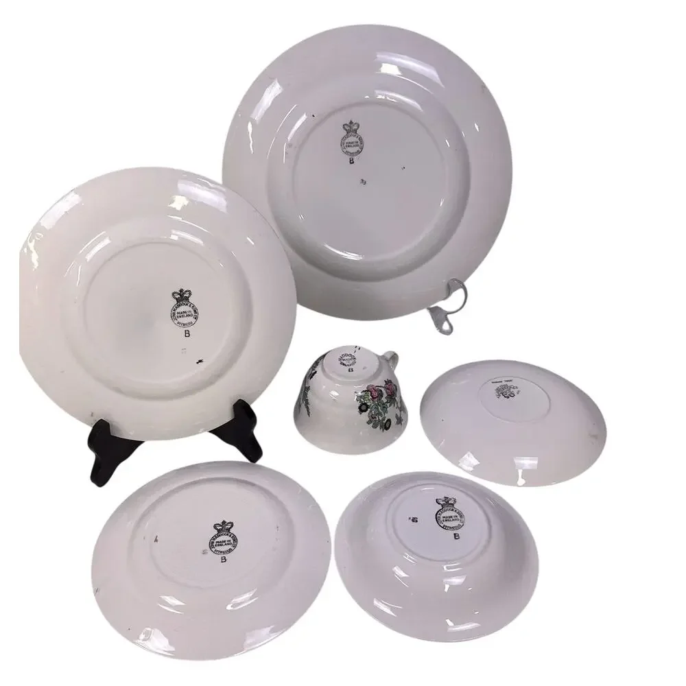 John Maddock & Sons LTD England Indian Tree Vintage 40's 6-PC Place Setting-Rare